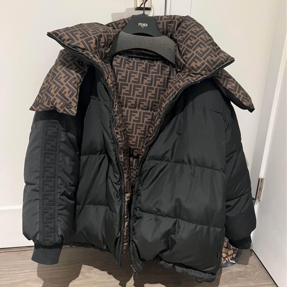 Reversible Fendi Black and Brown Puffer Jacket Unisex